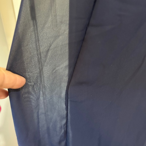 Navy Maxi Dress Bridesmaid Prom Dress M Criss Cross Back - Picture 3 of 8